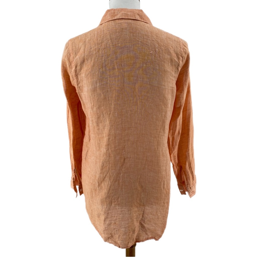 J. Jill Peach Linen Button Up Long Sleeve Tunic Shirt - Picture 4 of 6